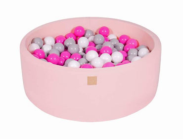 Ronde Ballenbak 200 ballen 90x30cm - Licht Roze met Donker roze, Wit en Grijze ballen